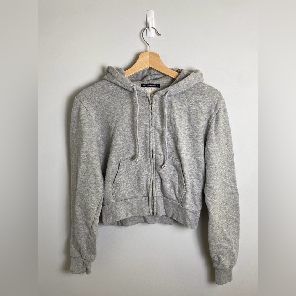 BRANDY MELVILLE Cropped Zip Hoodie (Size One Size)